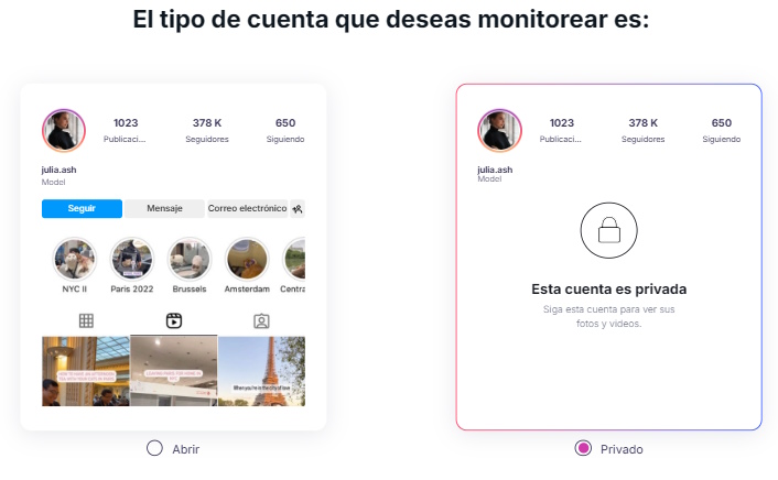 tipo de cuenta para monitorear glassagram